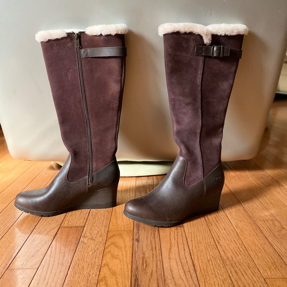Knee high brown UGG boots